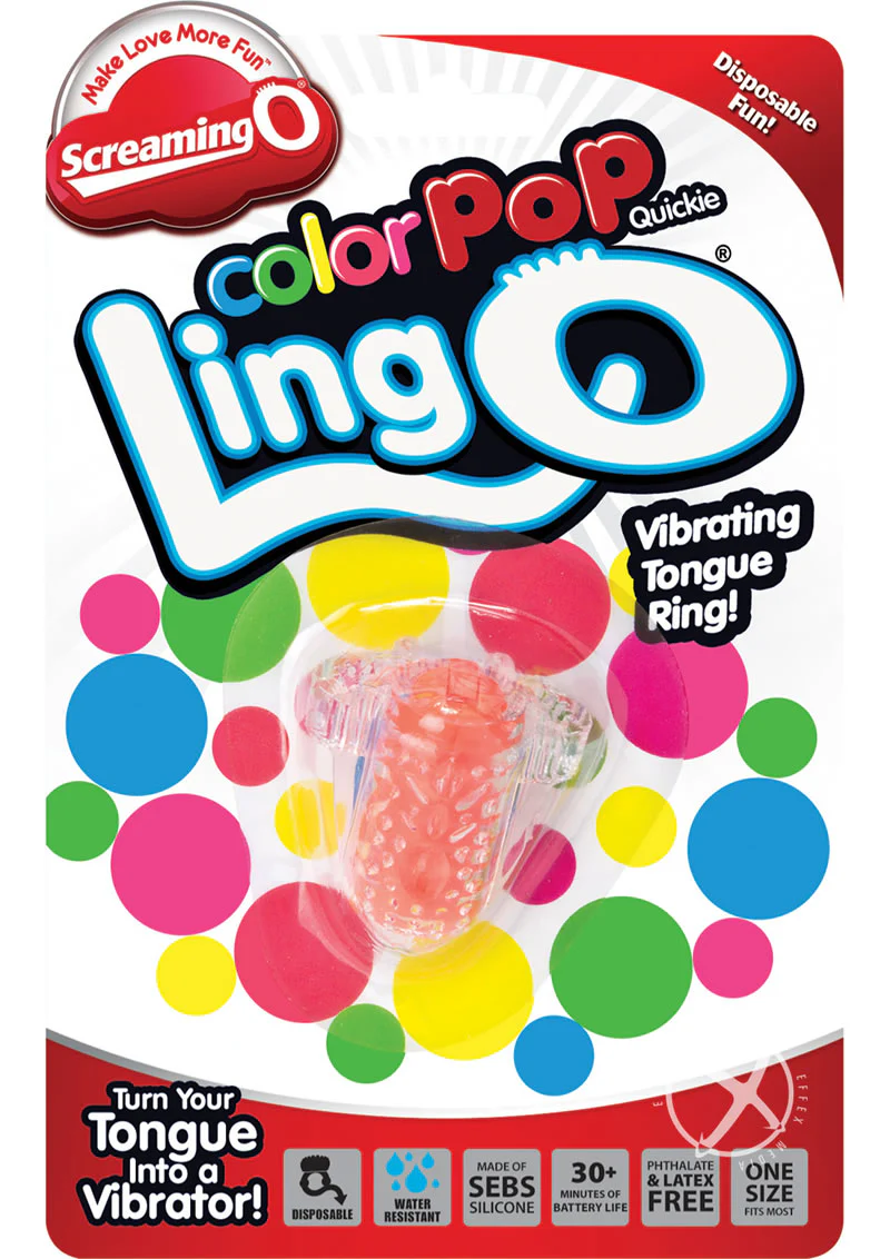 Color Pop Quickie Lingo Silicone Vibrating Tongue Ring Waterproof - Image 3