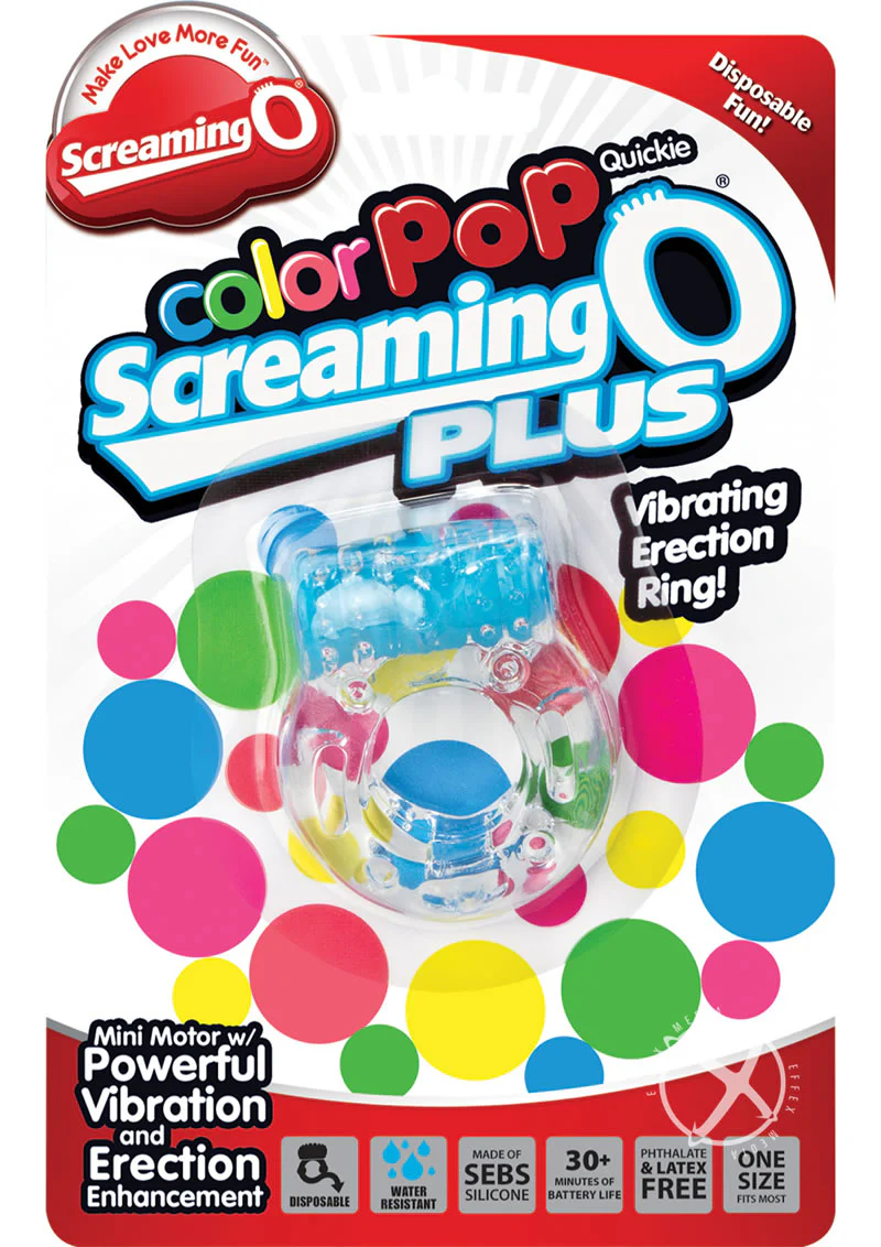Color Pop Quickie Screaming O Plus Vibrating Ring Silicone Cock Ring - Image 3