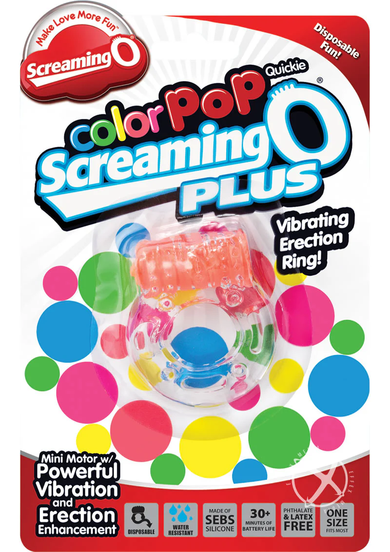 Color Pop Quickie Screaming O Plus Vibrating Ring Silicone Cock Ring - Image 6