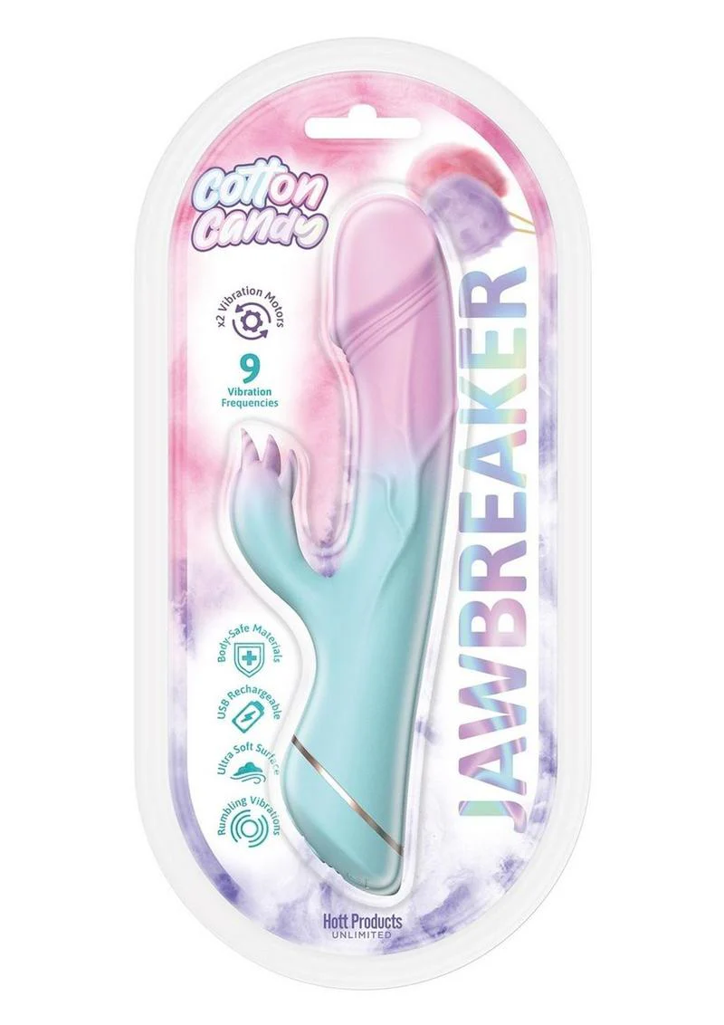 Cotton Candy Jawbreaker Rechargeable Silicone Vibrator with Clitoral Stimulator - Image 2