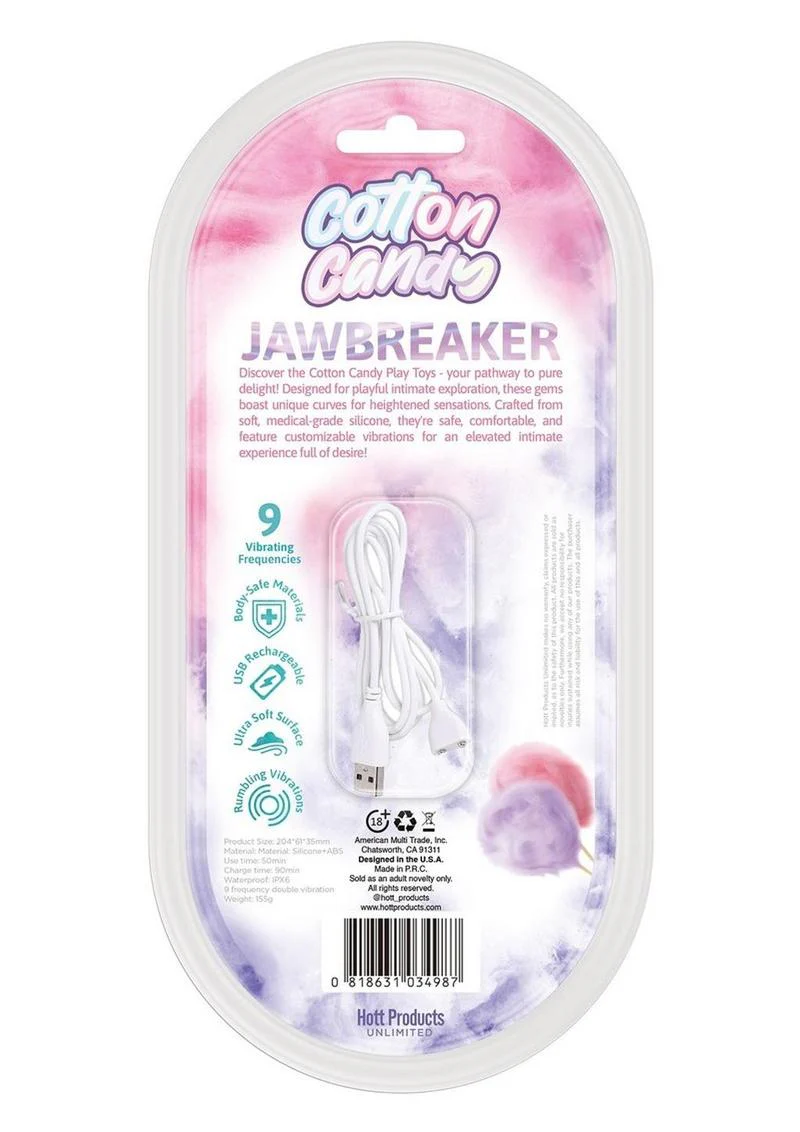 Cotton Candy Jawbreaker Rechargeable Silicone Vibrator with Clitoral Stimulator - Image 3