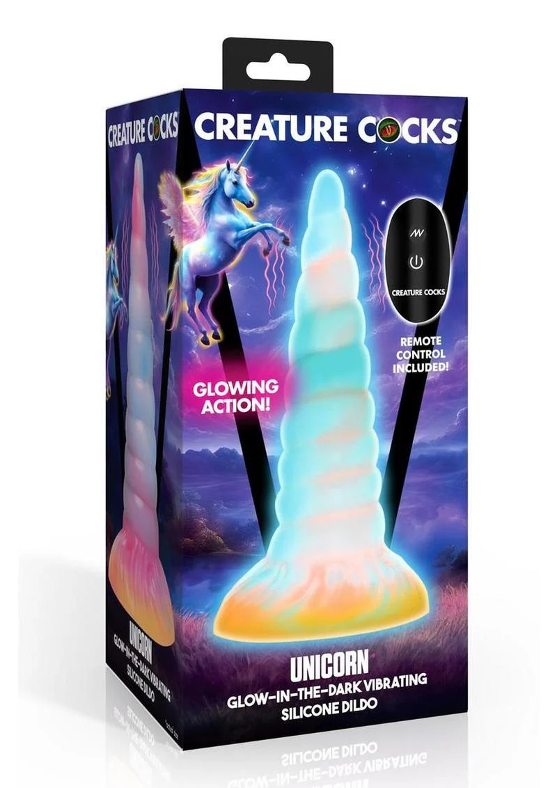 Creature Cocks Unicorn Glow In The Dark Vibrating Rechargeable Silicone Dildo - Image 2