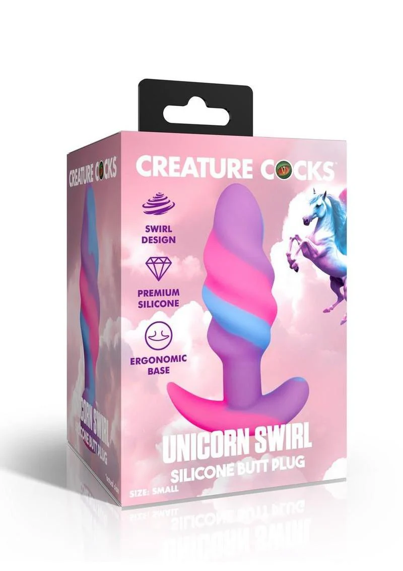Creature Cocks Unicorn Swirl Silicone Butt Plug - Image 10