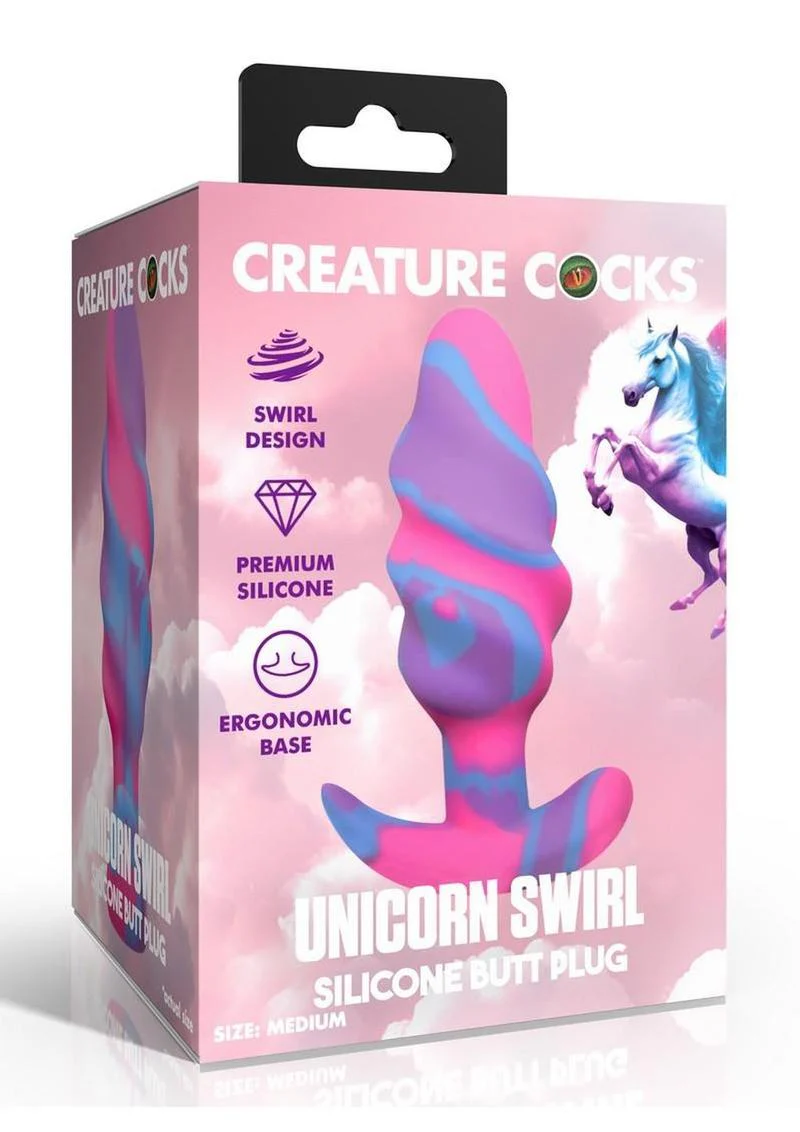Creature Cocks Unicorn Swirl Silicone Butt Plug - Image 4