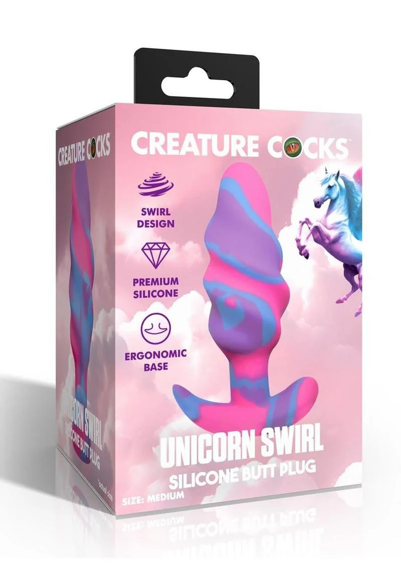 Creature Cocks Unicorn Swirl Silicone Butt Plug - Image 7
