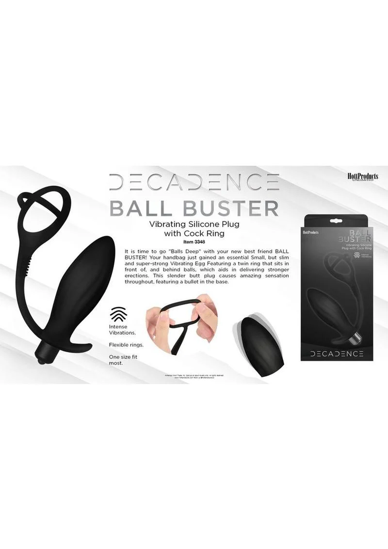 Decadence Ball Buster Silicone Vibrating Butt Plug with Cock Ring - Image 3
