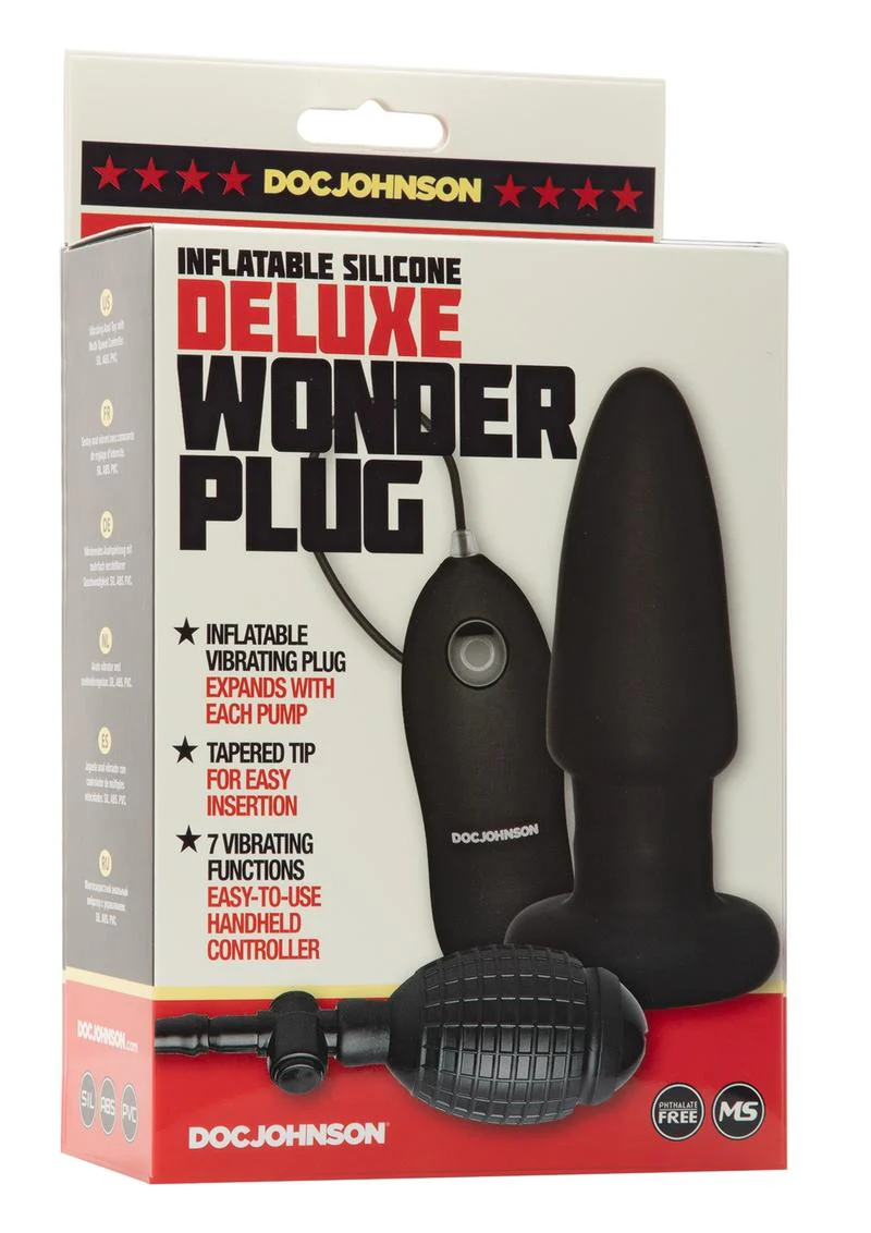 Deluxe Wonder Plug Inflatable Silicone Vibrating Butt Plug with Remote Control - Image 2
