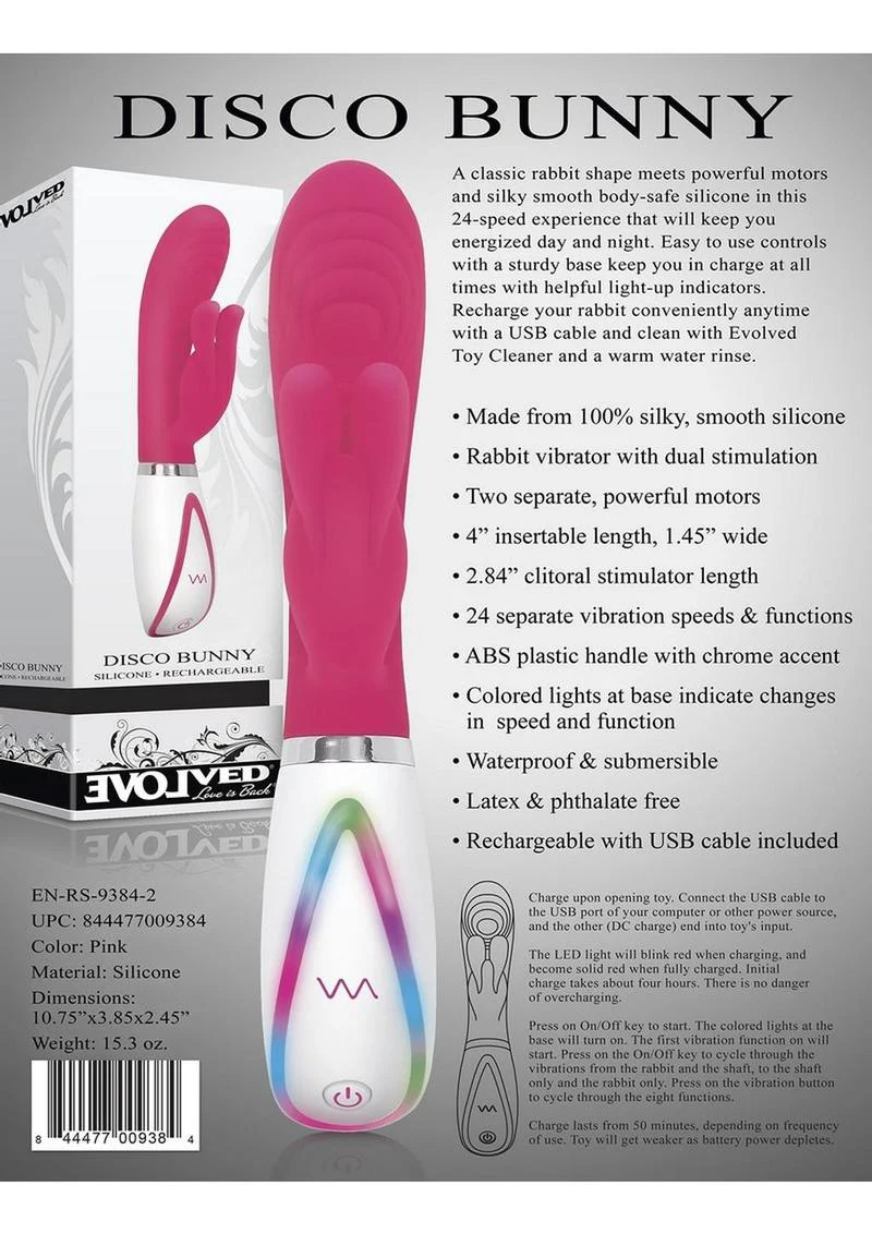 Disco Bunny Rechargeable Silicone Rabbit Vibrator with Dual Stimulation - Image 4