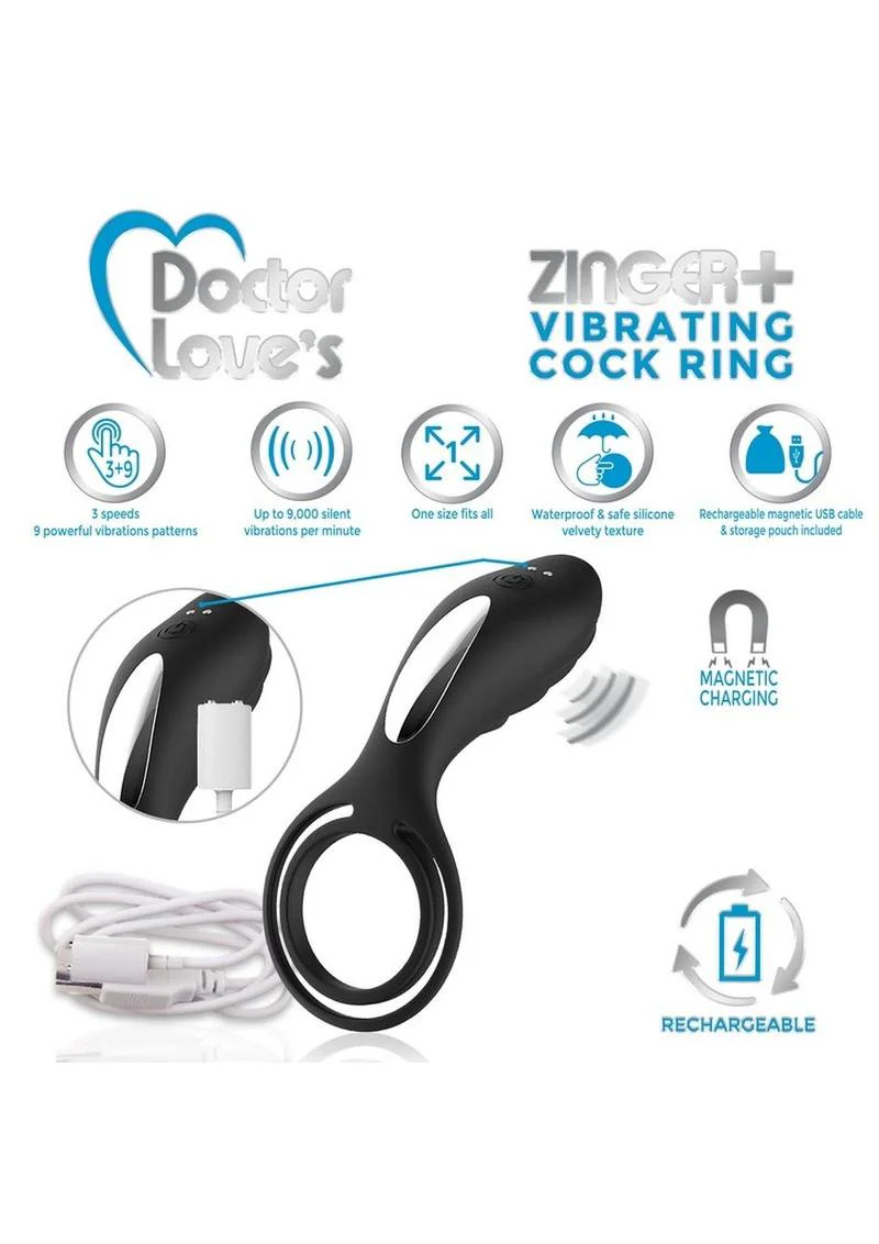 Doctor Love's Zinger Plus Silicone Rechargeable Vibrating Cock Ring - Image 3