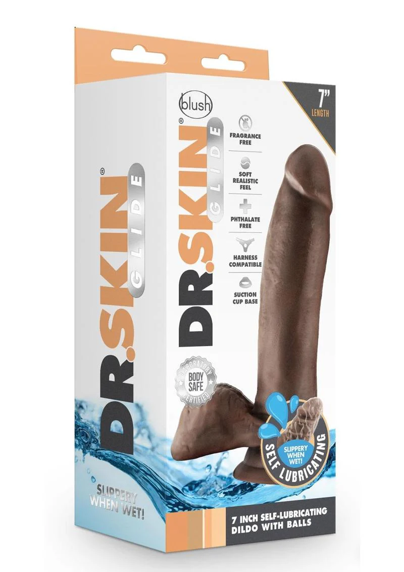 Dr. Skin Glide Self Lubricating Dildo with Balls - Image 10