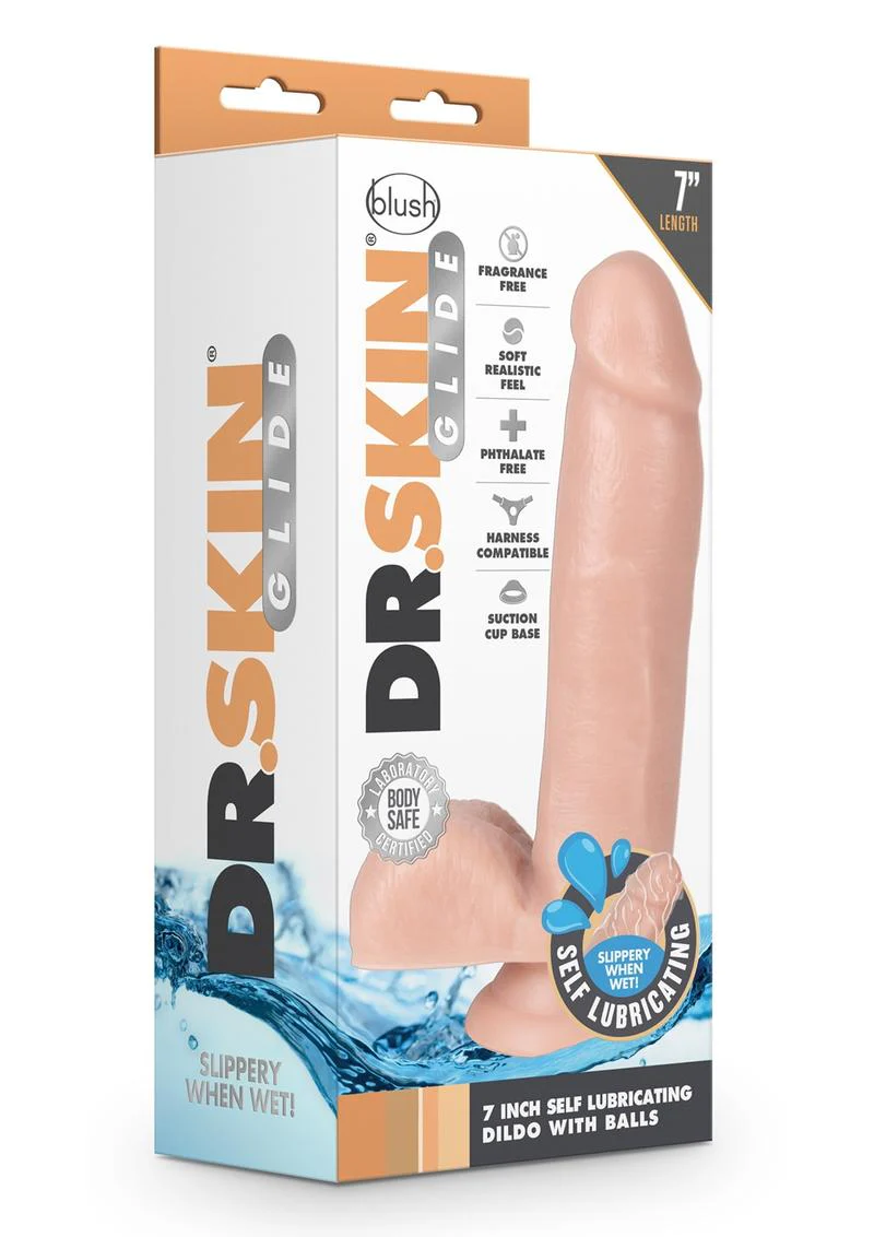 Dr. Skin Glide Self Lubricating Dildo with Balls - Image 13