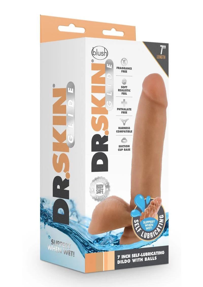 Dr. Skin Glide Self Lubricating Dildo with Balls - Image 7