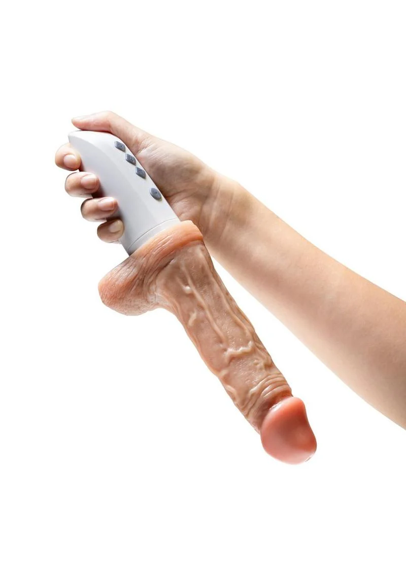 Dr. Skin Platinum Collection Silicone Dr. Hammer Rechargeable Thrusting Dildo with Handle and Remote Control - Image 4