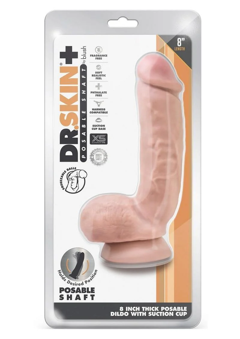 Dr. Skin Plus Thick Posable Dildo with Squeezable Balls - Image 6