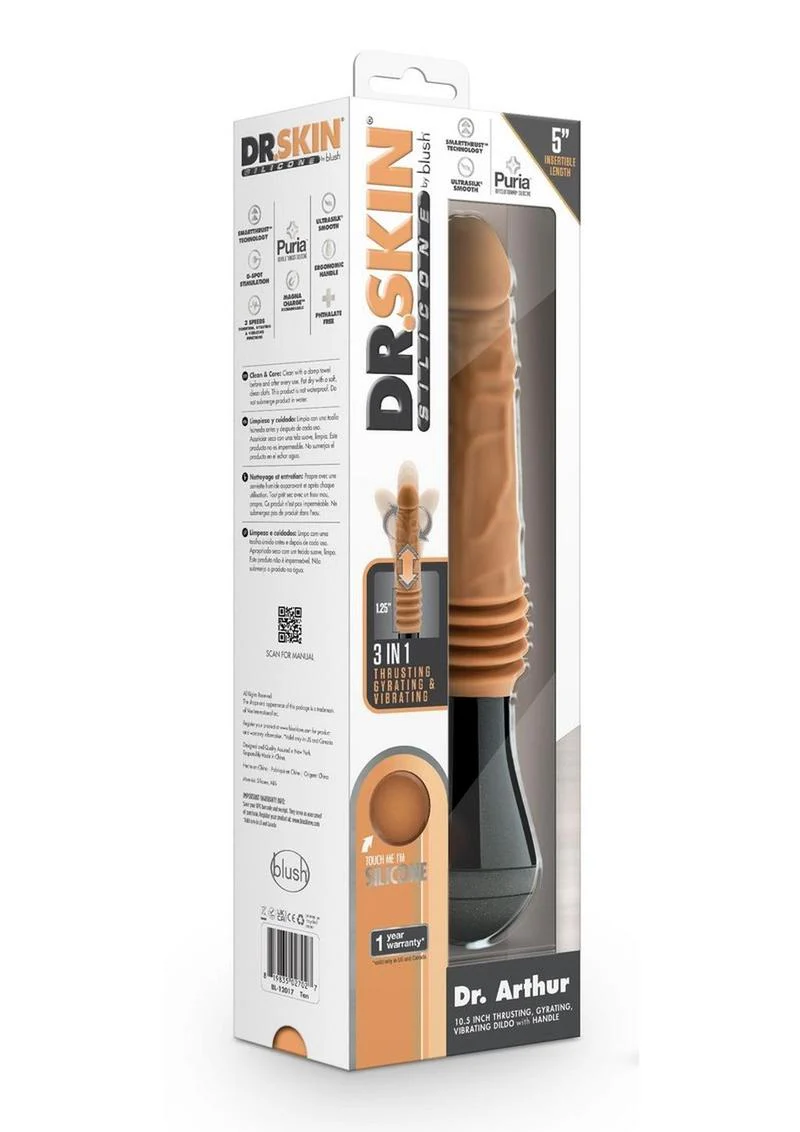 Dr. Skin Silicone Dr. Arthur Rechargeable Thrusting Gyrating Vibrating Dildo - Image 2