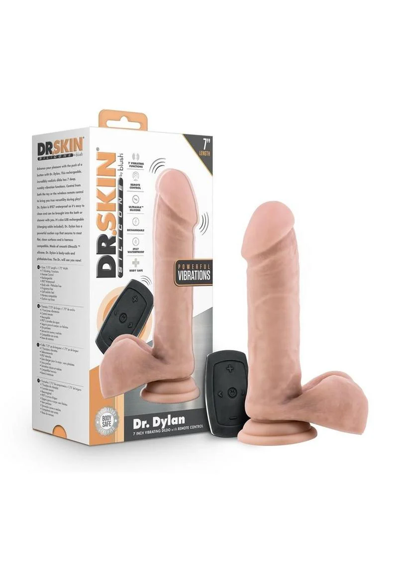 Dr. Skin Silicone Dr. Dylan Rechargeable Vibrating Dildo with Remote Control - Image 2