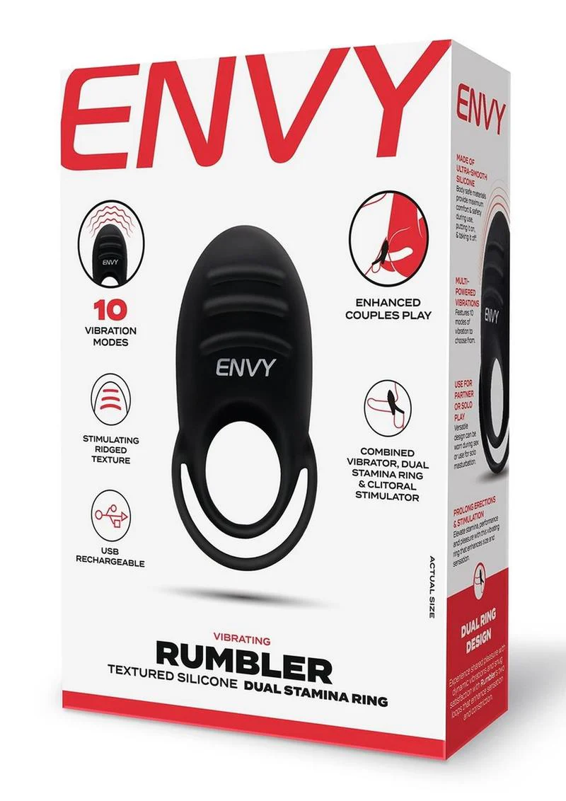 Envy Toys Rumbler Textured Rechargeable Silicone Dual Stamina Ring - Image 2