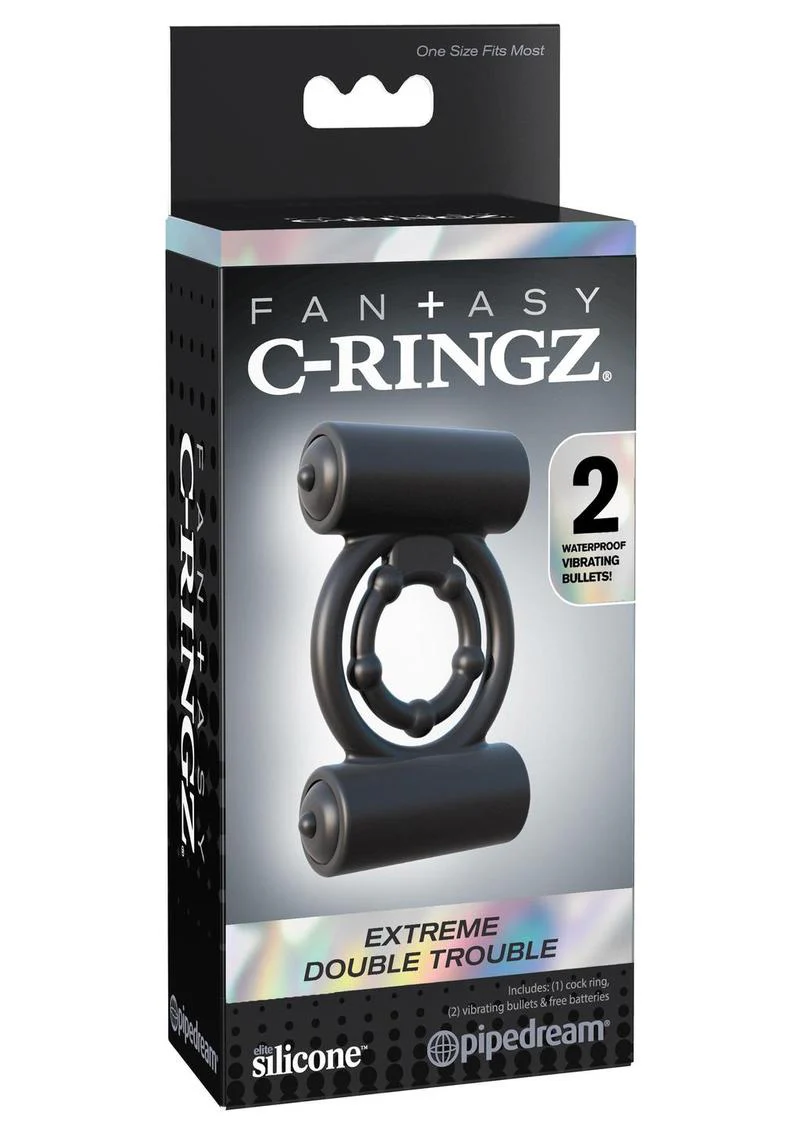 Fantasy C-Ringz Silicone Extreme Double Trouble Cock Ring with Bullets - Image 2