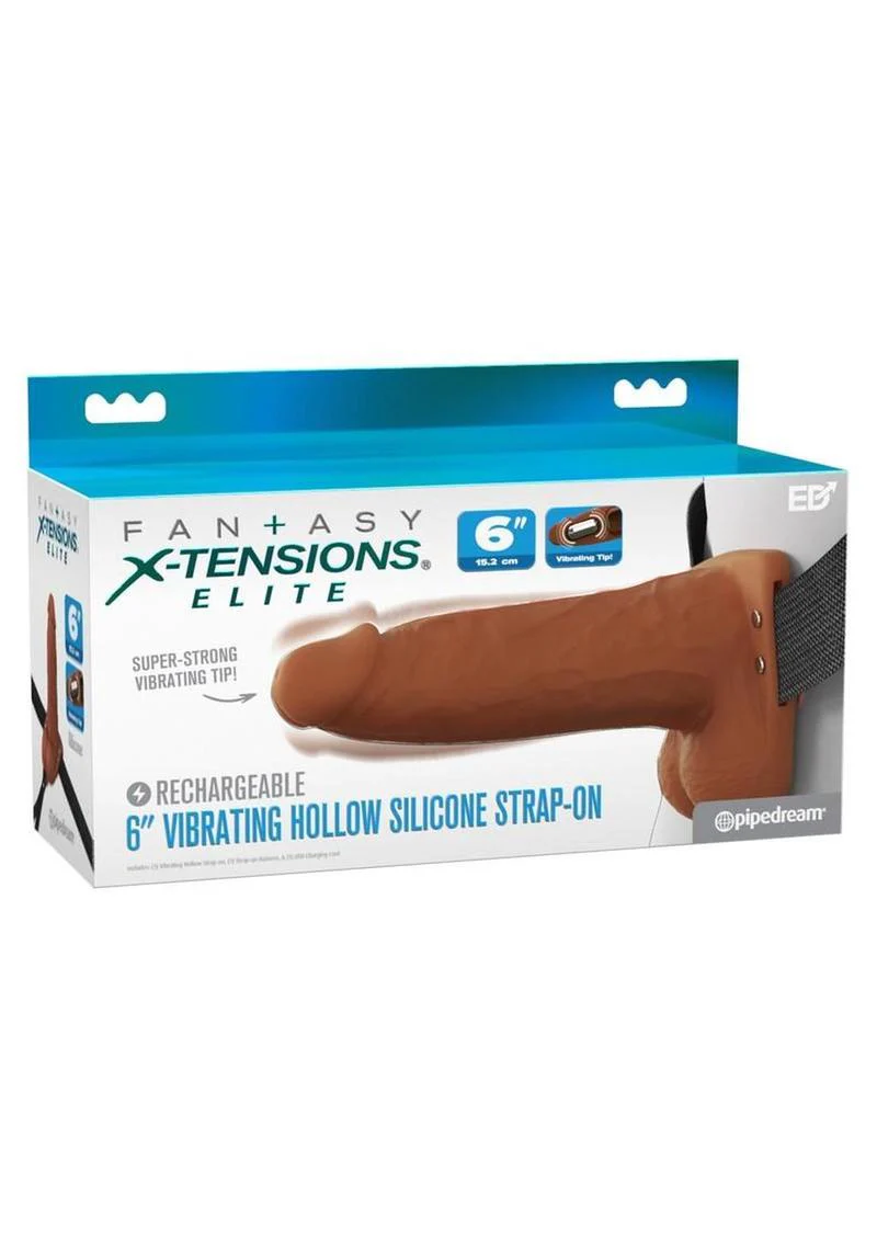 Fantasy X-Tensions Elite Vibrating Rechargeable Silicone Dual Density Hollow Strap-On - Image 2