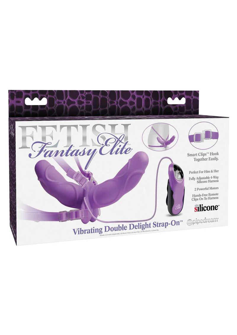 Fetish Fantasy Elite Vibrating Double Delight Strap-On Silicone Waterproof - Image 2