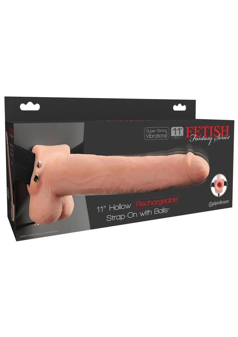 Fetish Fantasy Series Hollow Rechargeable Strap-On Dildo with Balls and Harness - Image 4