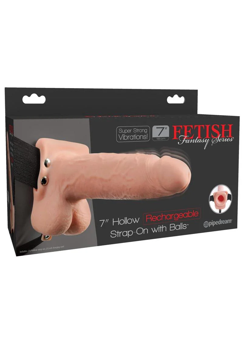 Fetish Fantasy Series Hollow Rechargeable Strap-On Dildo with Balls and Harness - Image 6