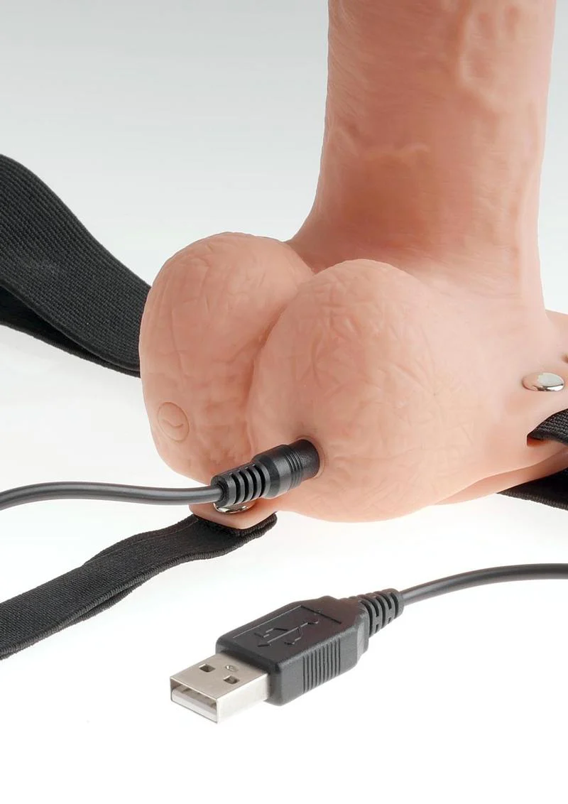 Fetish Fantasy Series Hollow Rechargeable Strap-On Dildo with Balls and Harness - Image 9