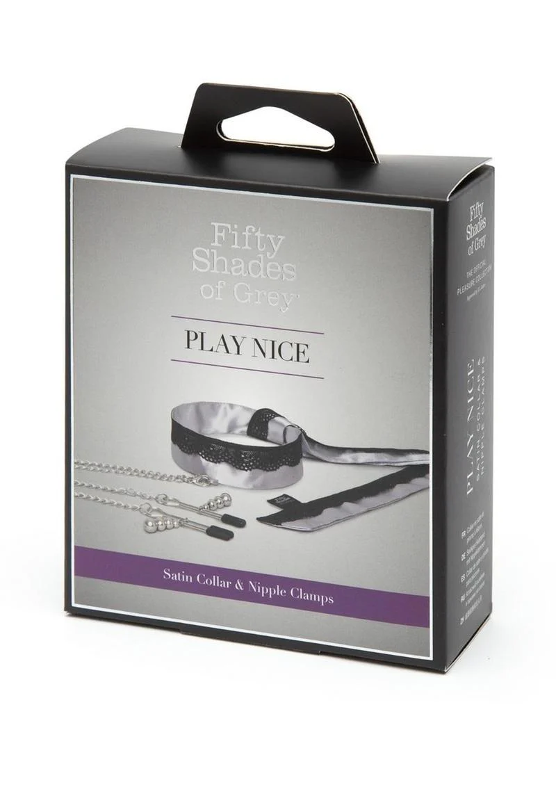 Fifty Shades Of Grey Play Nice Satin and Lace Collar Andamp; Nipple Clamps - Image 2