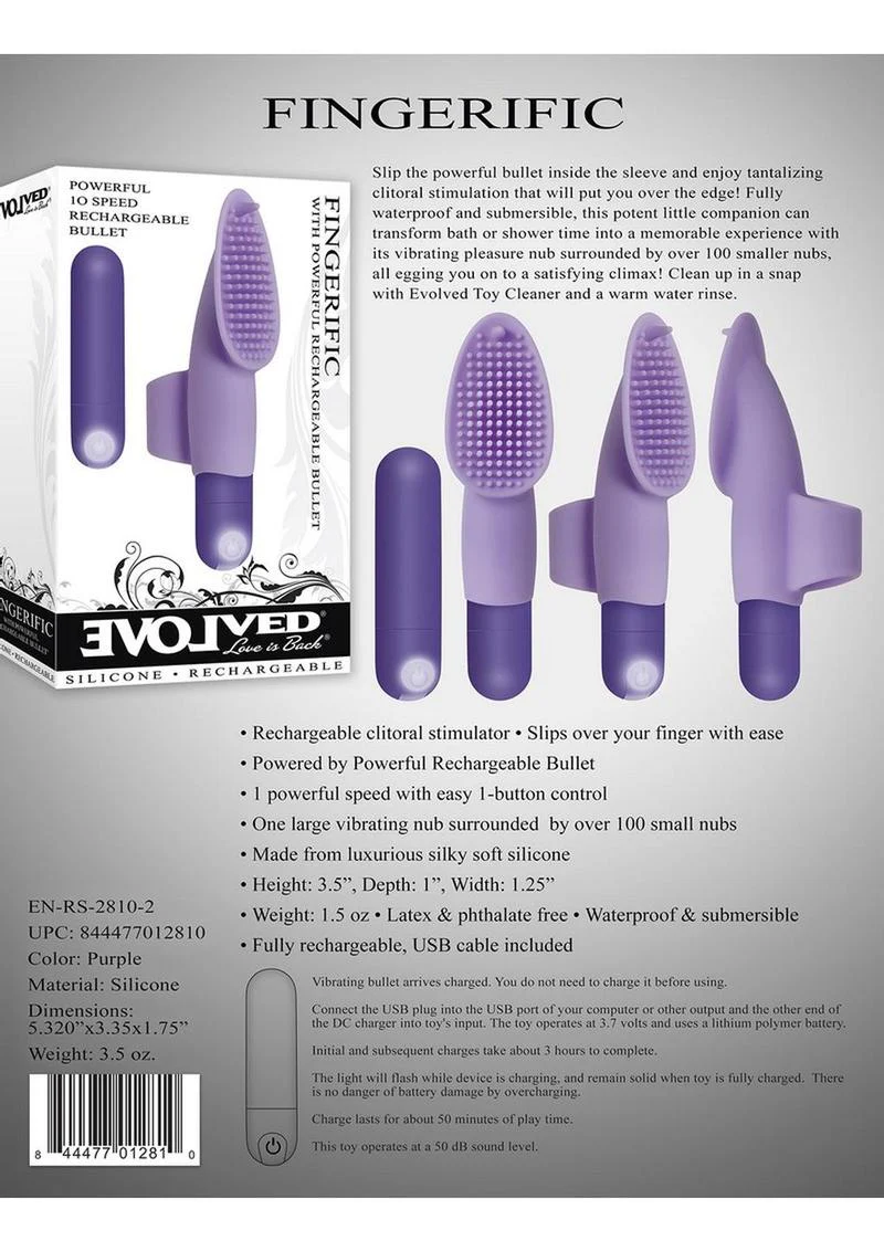 Fingerific Rechargeable Silicone Finger Bullet Vibrator with Clitoral Stimulator - Image 4