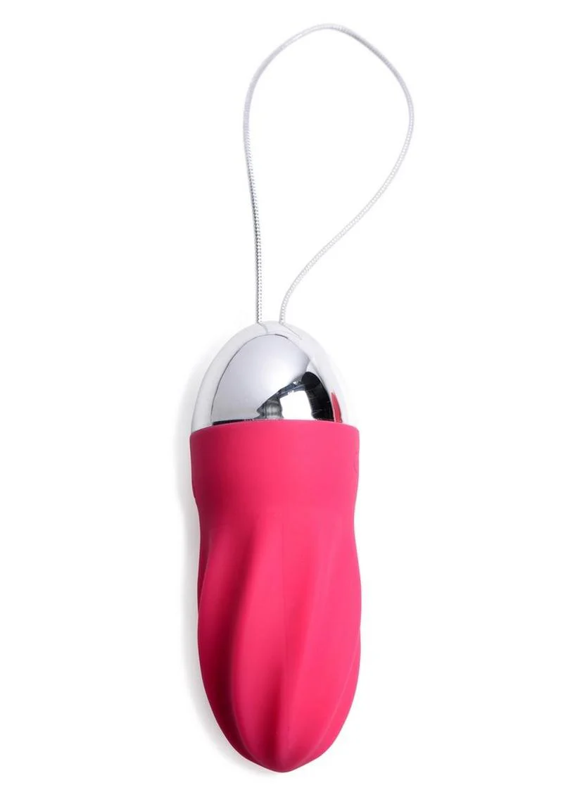 Frisky Raspberry Twirl 36x Swirled Silicone Rechargeable Vibrating Remote Control Egg - Image 3