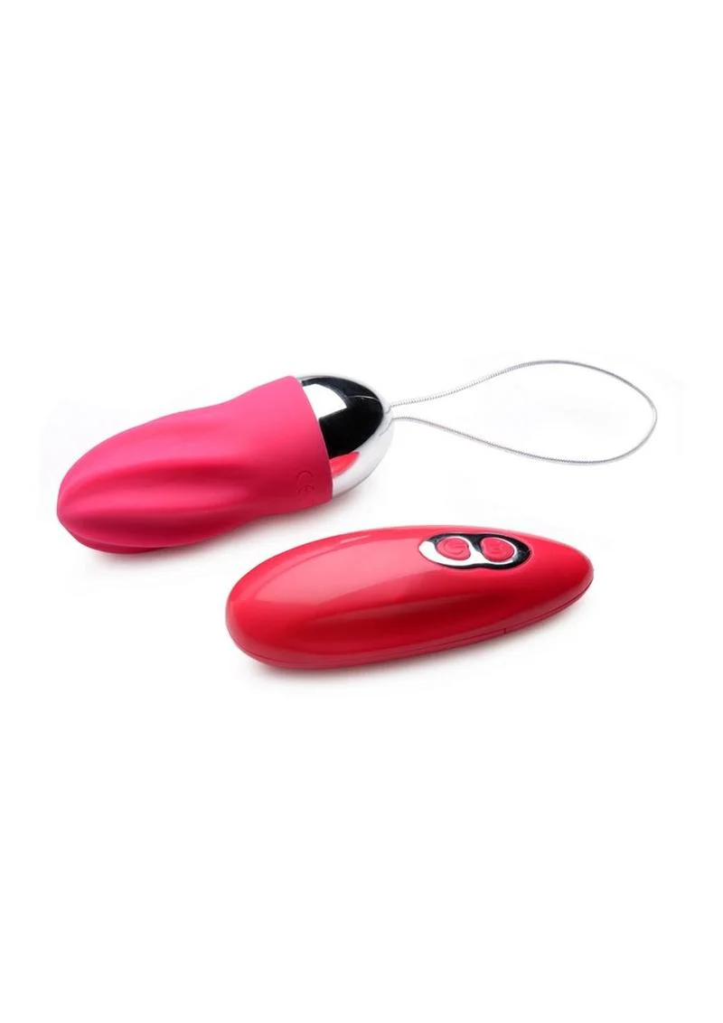 Frisky Raspberry Twirl 36x Swirled Silicone Rechargeable Vibrating Remote Control Egg - Image 4