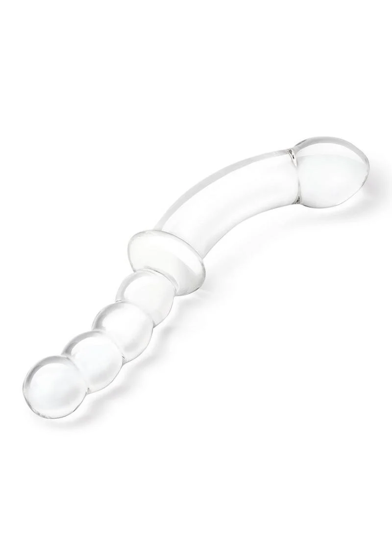 Glas Girthy Double Sided Glass Dong with Anal Bead Grip Handle - Image 3