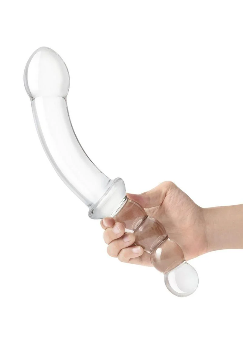 Glas Girthy Double Sided Glass Dong with Anal Bead Grip Handle - Image 4