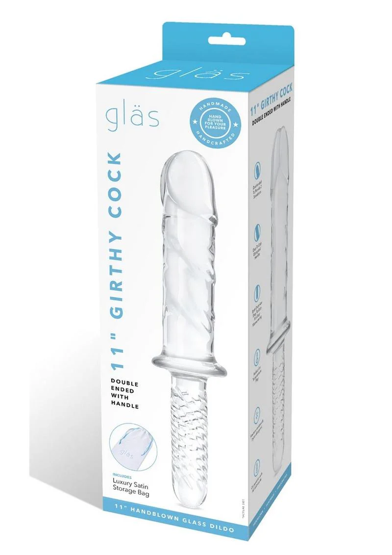 Glas Girthy Glass Cock Double Ended with Handle - Image 2