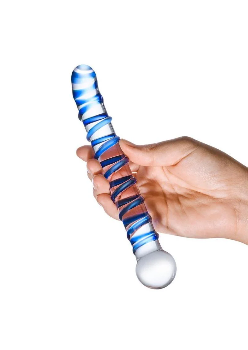 Glas Mr. Swirly G-Spot Glass Textured Dildo - Image 4