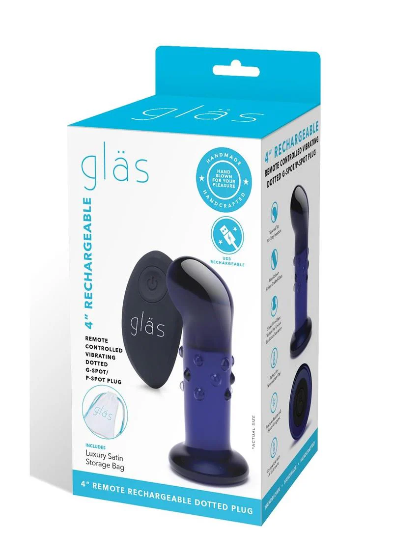 Glas Rechargeable Remote Controlled Vibrating Glass Dotted G-Spot/P-Spot Plug - Image 2