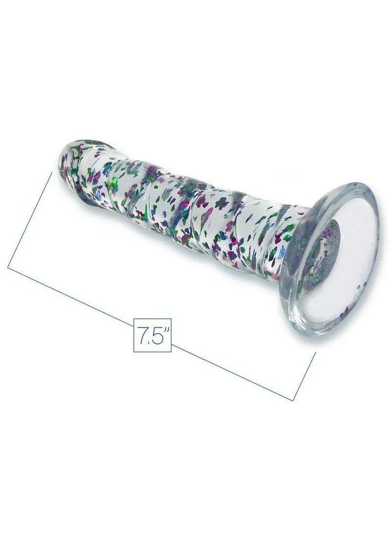 Glittergasm Swirl Clear Dildo with Suction Cup - Blue/Purple/Violet Glitter - Image 3