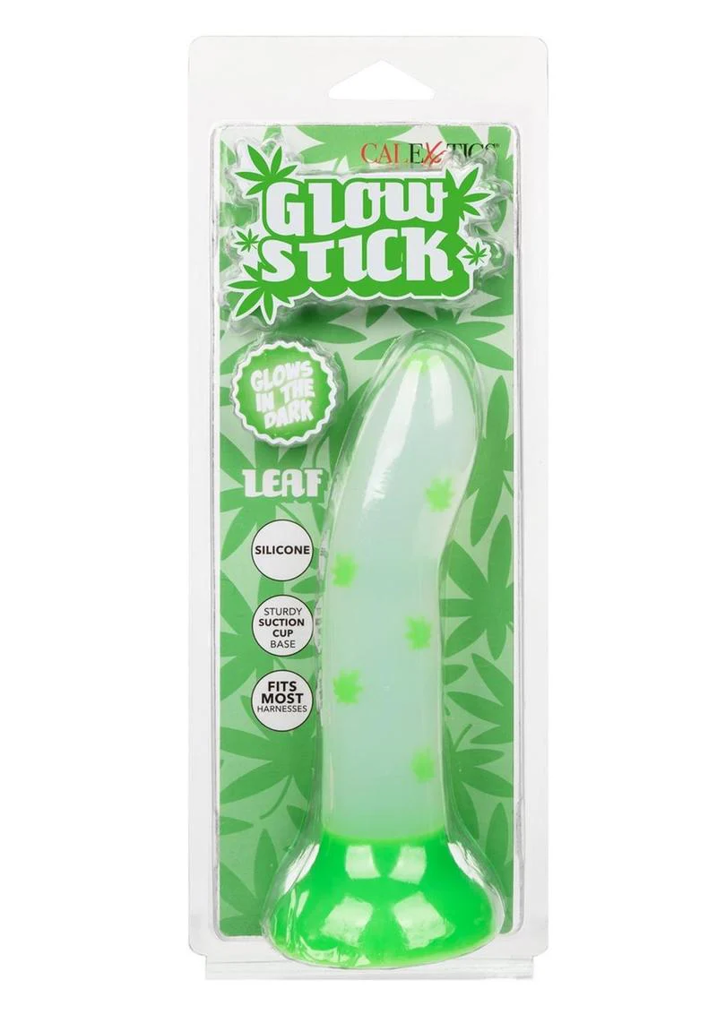 Glow Stick Leaf Silicone Glow In The Dark Dildo with Suction Base - Image 2