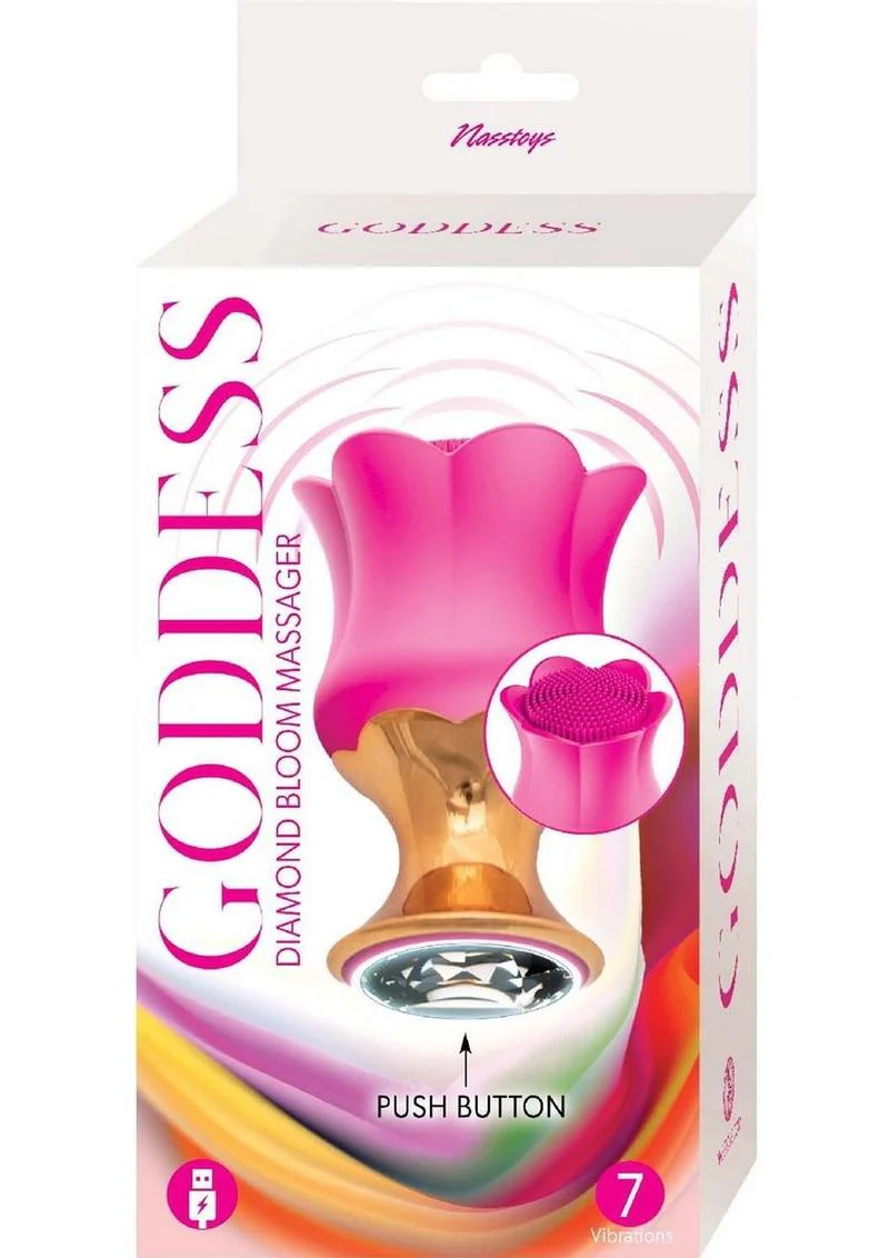 Goddess Diamond Bloom Rechargeable Silicone Massager - Fushcia - Image 2