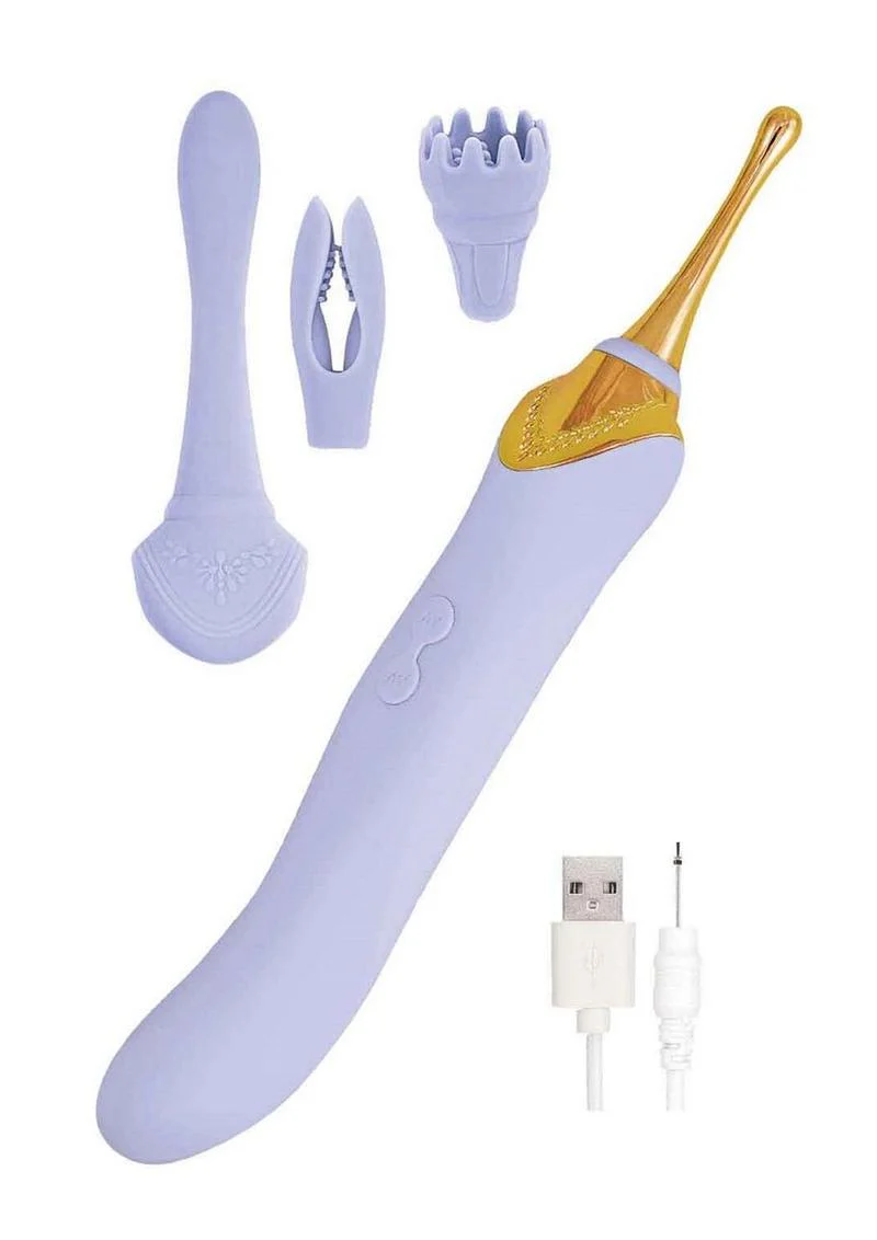 Goddess Lavender Elegance Rechargeable Silicone Dual End Massager - Image 4
