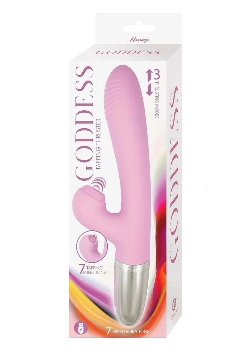 Goddess Tapping Thruster Rechargeable Silicone Vibrator with Clitoral Stimulator - Image 3
