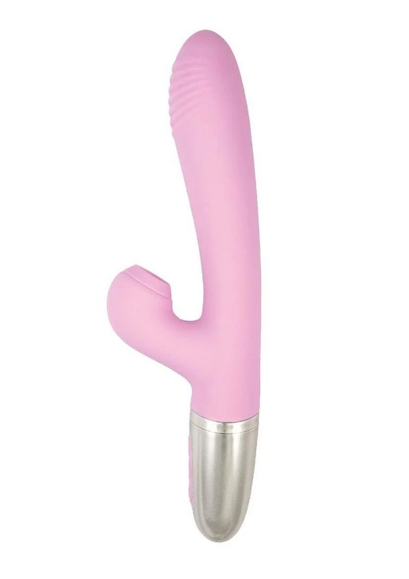 Goddess Tapping Thruster Rechargeable Silicone Vibrator with Clitoral Stimulator - Image 4