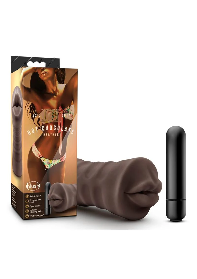 Hot Chocolate Heather Vibrating Masturbator with Bullet - Mouth - Image 2