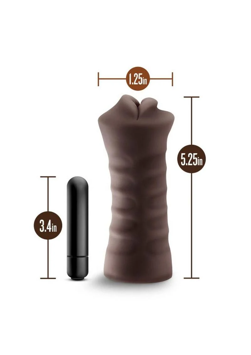 Hot Chocolate Heather Vibrating Masturbator with Bullet - Mouth - Image 4