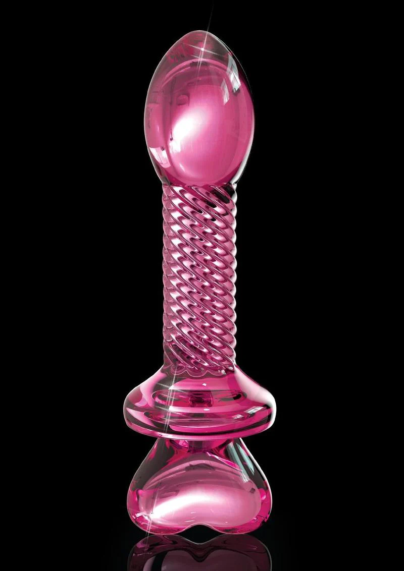 Icicles No. 82 Textured Glass Juicer Anal Probe with Heart Shaped Handle - Image 2
