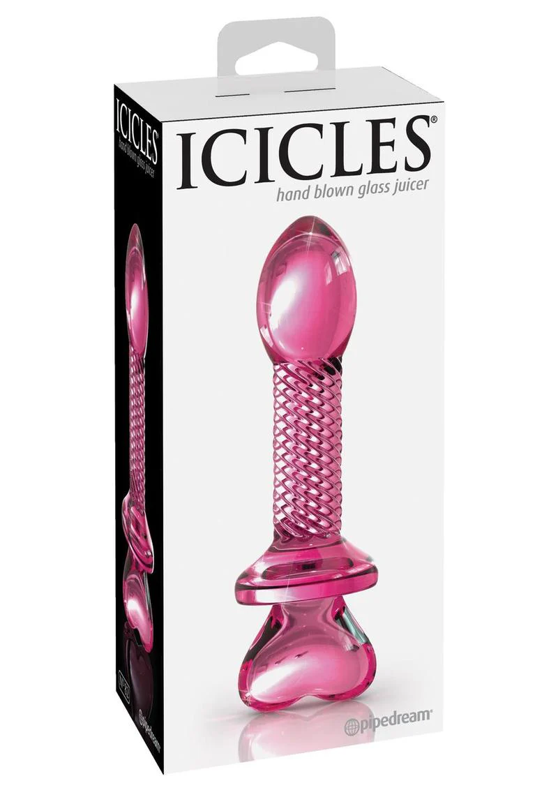 Icicles No. 82 Textured Glass Juicer Anal Probe with Heart Shaped Handle - Image 3