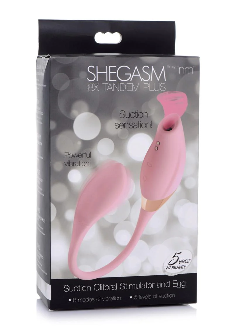 Inme Shegasm 8x Tandem Plus Rechargeable Silicone Suction Clitoral Stimulator and Egg - Image 2