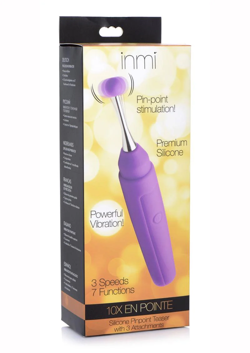 Inmi 10x En Pointe Teaser Silicone Rechargeable Stimulator with 3 Attachments - Image 2