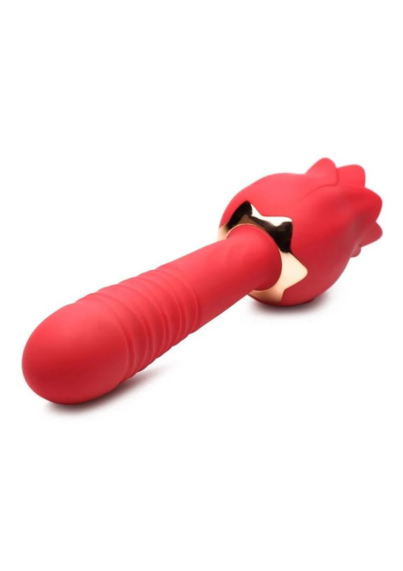 Inmi Bloomgasm Racy Rose Thrusting and Licking Rose Rechargeable Silicone Vibrator - Image 3