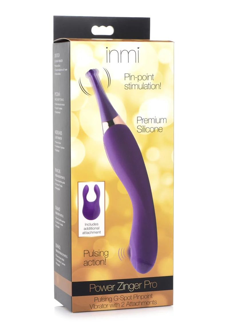 Inmi Power Zinger Pro Pulsing G-Spot Silicone Rechargeable Pinpoint Vibrator with Interchangeable Tips - Image 2